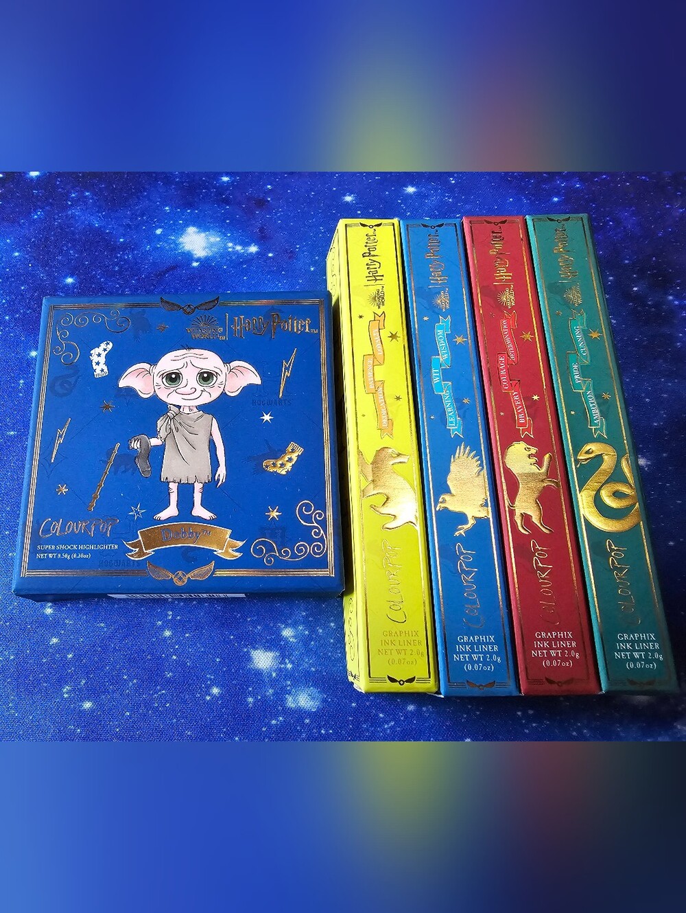 Harry Potter ColourPop Highlighter and Eyeliners Set - Blue, Yellow, Red, Green